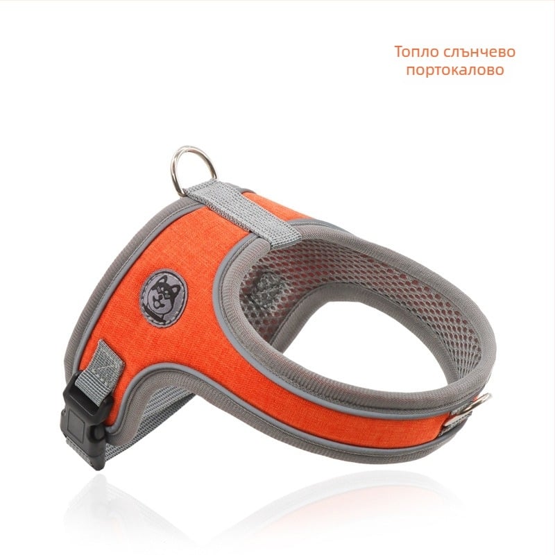 Полиестер седловиден гръден презрамник за кучета, марка Menace/Mannis, IP авторизация: Да, лицензиран частен етикет