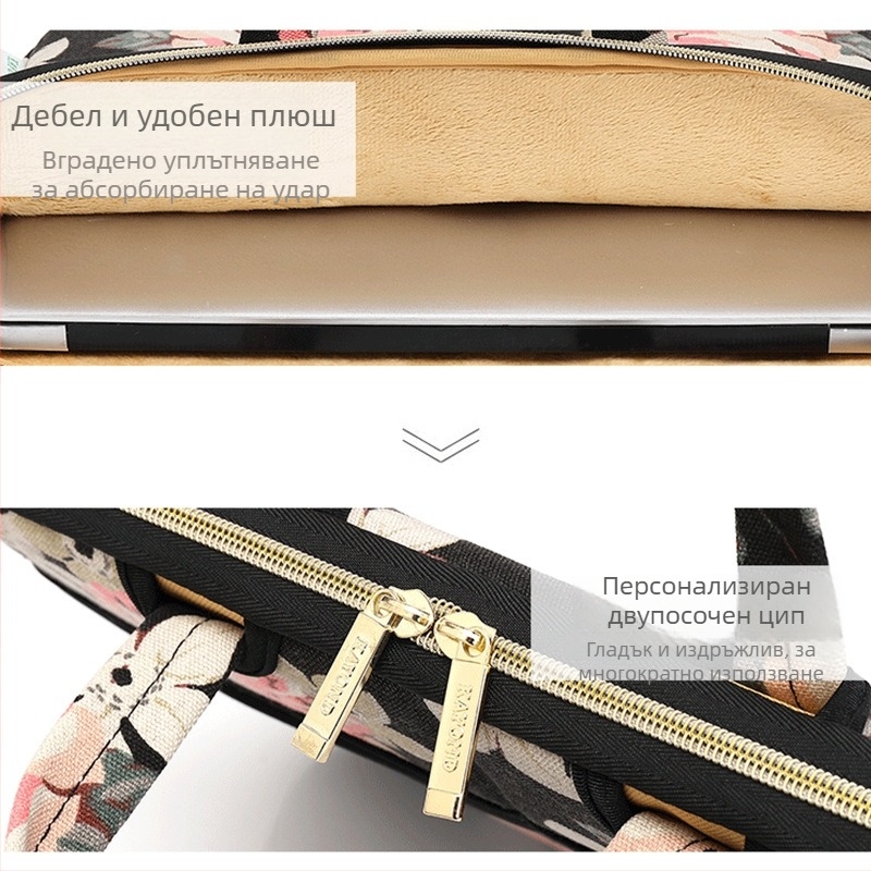 Kayond KY-20 Чанта за рамо за ноутбук/таблет – платнена, цип, вътрешен цип джоб, джоб за телефон, модел с райета