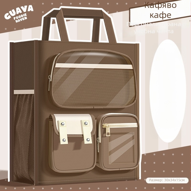 Учебна торба за ученици с анимационен дизайн, Oxford плат, цип, голям капацитет, прозрачно прозорче за документи