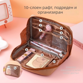 Моливник, 12 слоя, платнен, голям капацитет, стил: корейски/Инст стил