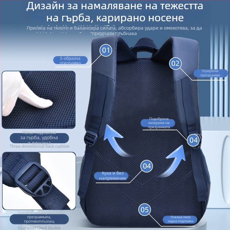 Ученическа раница за 4–9 класове, ултралека, голям капацитет, водоустойчива, дишащи презрамки