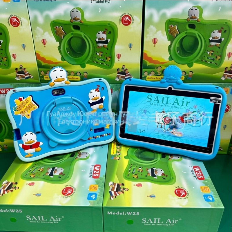 Детски таблет с удароустойчив екран, Android, четириядрен процесор, 256GB флаш памет, Wi‑Fi, двойна камера