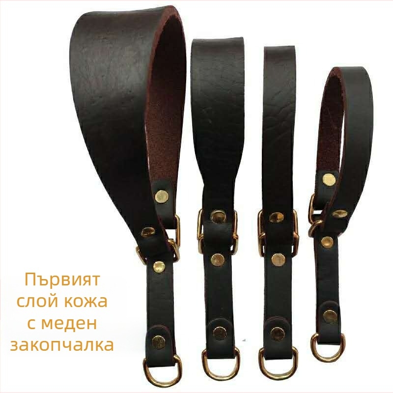 Lu Chong колан за кучета от говежда кожа, регулируем, за Грейхаунд