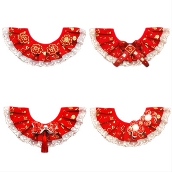 Комплект аксесоари за костюм за котки и кучета – карикатурен принт Годината на коня, памучен материал, издание за пролетния фестивал