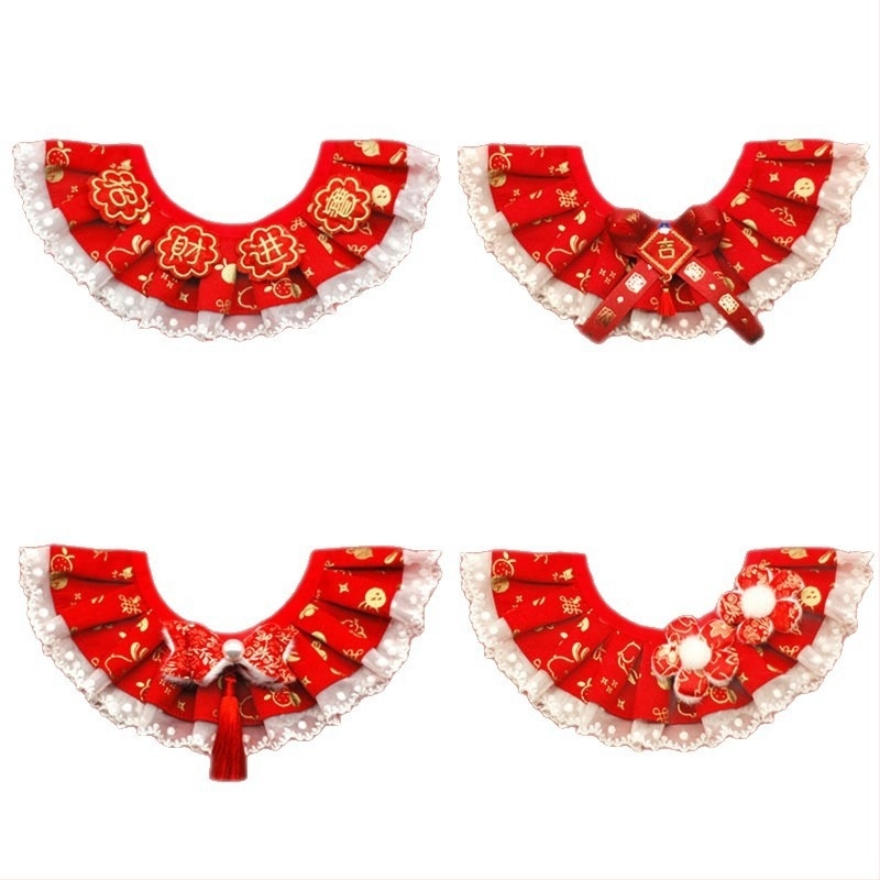 Комплект аксесоари за костюм за котки и кучета – карикатурен принт Годината на коня, памучен материал, издание за пролетния фестивал