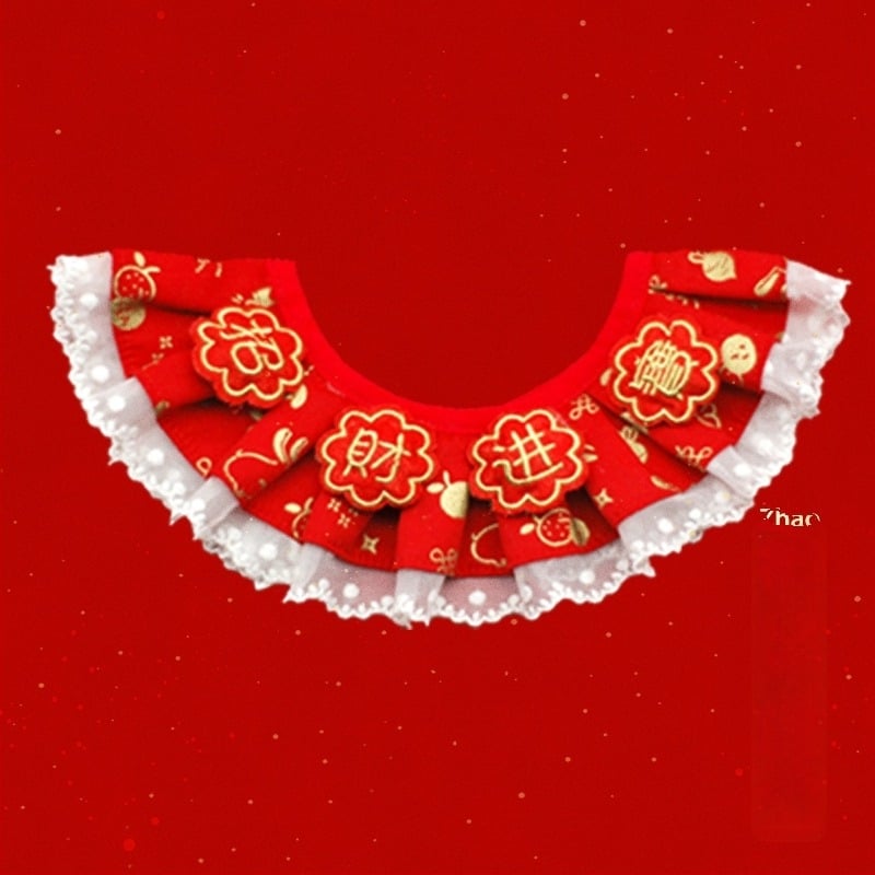 Комплект аксесоари за костюм за котки и кучета – карикатурен принт Годината на коня, памучен материал, издание за пролетния фестивал