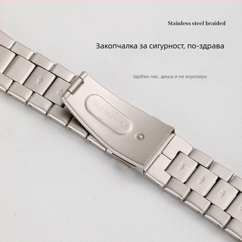 Каишка за смарт часовник от неръждаема стомана с ръб, обвит с точки, съвместима с Apple Watch и Huawei GT