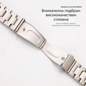 Каишка за смарт часовник от неръждаема стомана с ръб, обвит с точки, съвместима с Apple Watch и Huawei GT