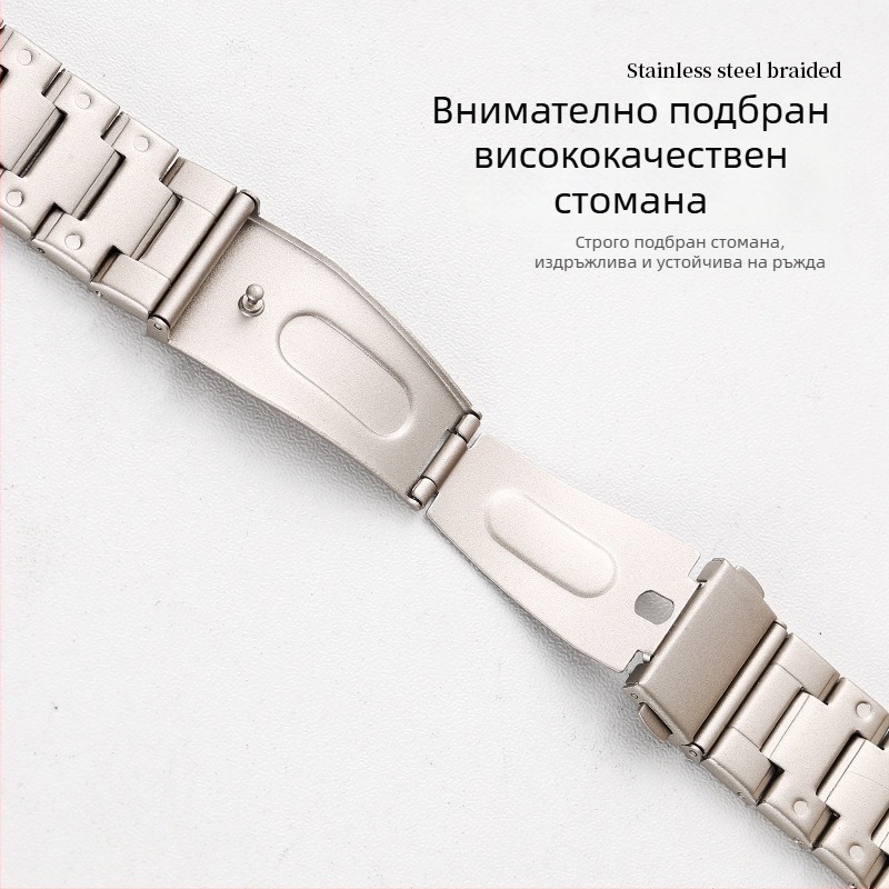 Каишка за смарт часовник от неръждаема стомана с ръб, обвит с точки, съвместима с Apple Watch и Huawei GT