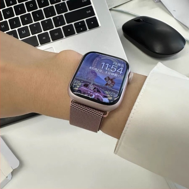 Каишка за Apple Watch от неръждаема стомана, дишаща метална лента с магнитна закопчалка, модерен стил, персонализируем размер на свързването