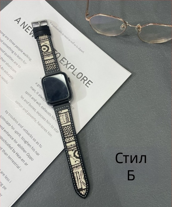 Ремък за Apple Watch, винтидж кожено платно, корейски стил, естествена кожа, 22 мм интерфейс