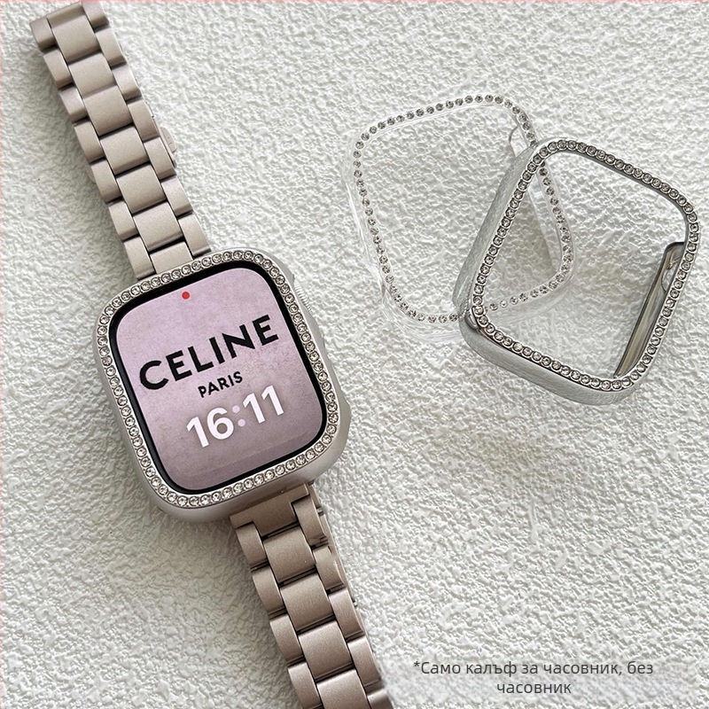 Калъф за Apple Watch 9 с диамантен рамков дизайн, Ultra2 защитно покритие за S10/S7/S5/S3