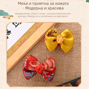 Лента за коса за домашни любимци от сатен - дизайн Теди Беър, китайски стил, за котки и кучета, универсална