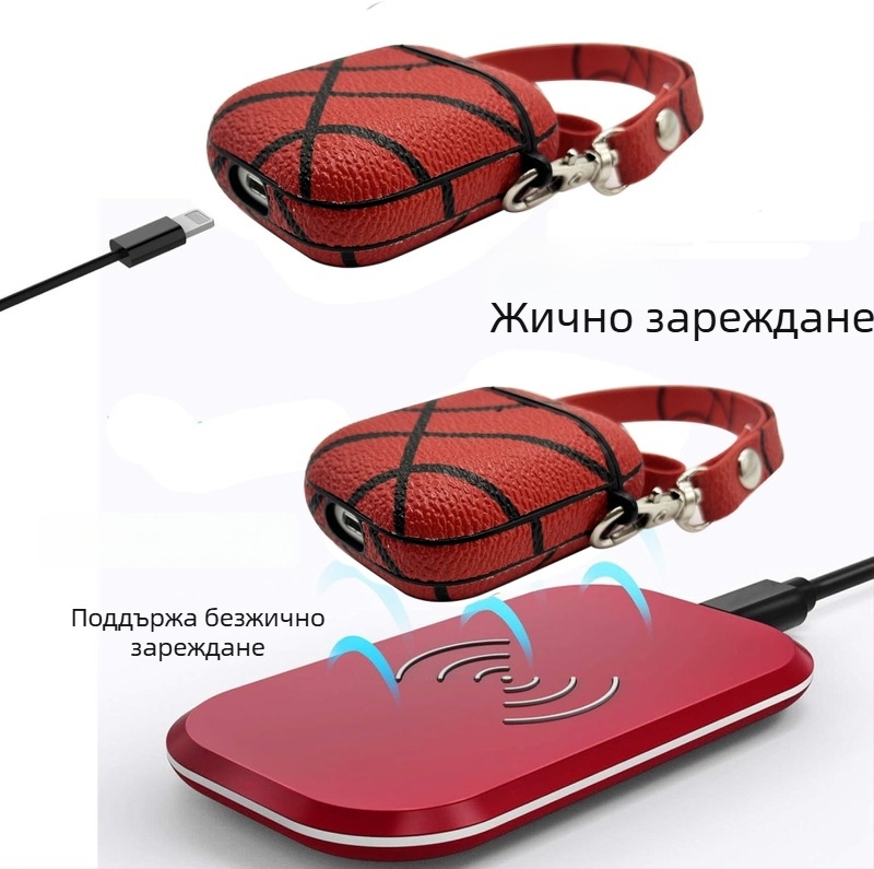 Калъф за AirPods 1/2/3/4 Pro/2 – шарка с топки, PU твърд корпус, релефен дизайн, съвместим с Apple