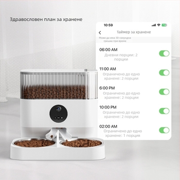 Автоматичен хранителен дозатор за домашни любимци 5L голям капацитет с таймер и дозиране, с приложение за управление, за кучета и котки, разглобяем ABS корпус