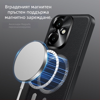 Калъф за телефон HONOR 400Pro – кожена текстура, PC корпус, анти-удар, кожена изработка