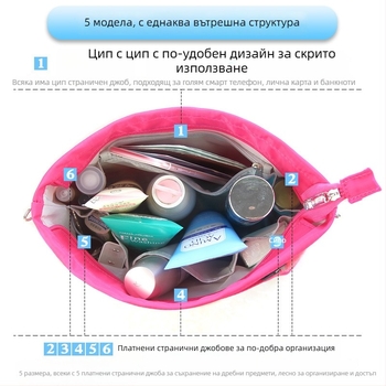 Козметична чанта за пътуване Red Tadpole — найлон, форма обърнат трапец/дъмпинг, за съхранение и организация