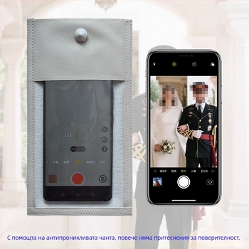 Чанта за мобилен телефон с защита от заснемане, правоъгълен дизайн, PVC+PU материал, унисекс, за сватби