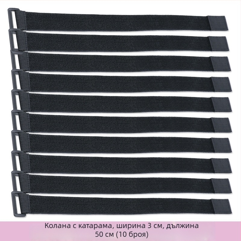 Еластична самозалепваща велкро лента за фиксация на кабели, раници и облекло – полиестер, смес полиестер/найлон/еластан, марка Mileqi