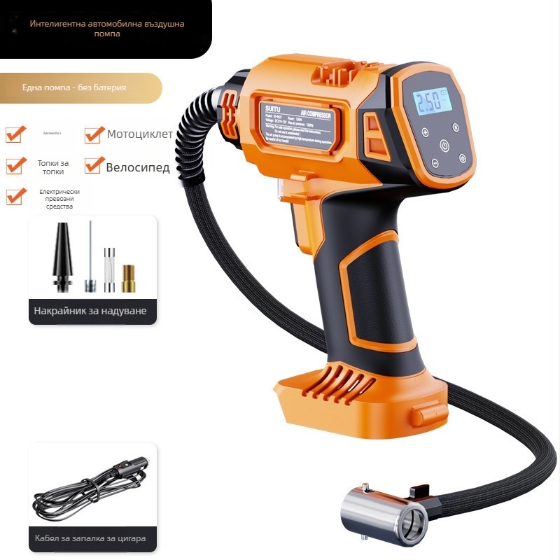 Портативен автомобилен инфлатор с дигитален дисплей и вградена светлина, двойна цилиндърна конструкция, 12V 120W