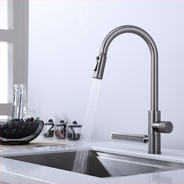 Издърпващ кухненски смесител от неръждаема стомана, модел LL-C101, вход/изход 10 мм, керамичен диск