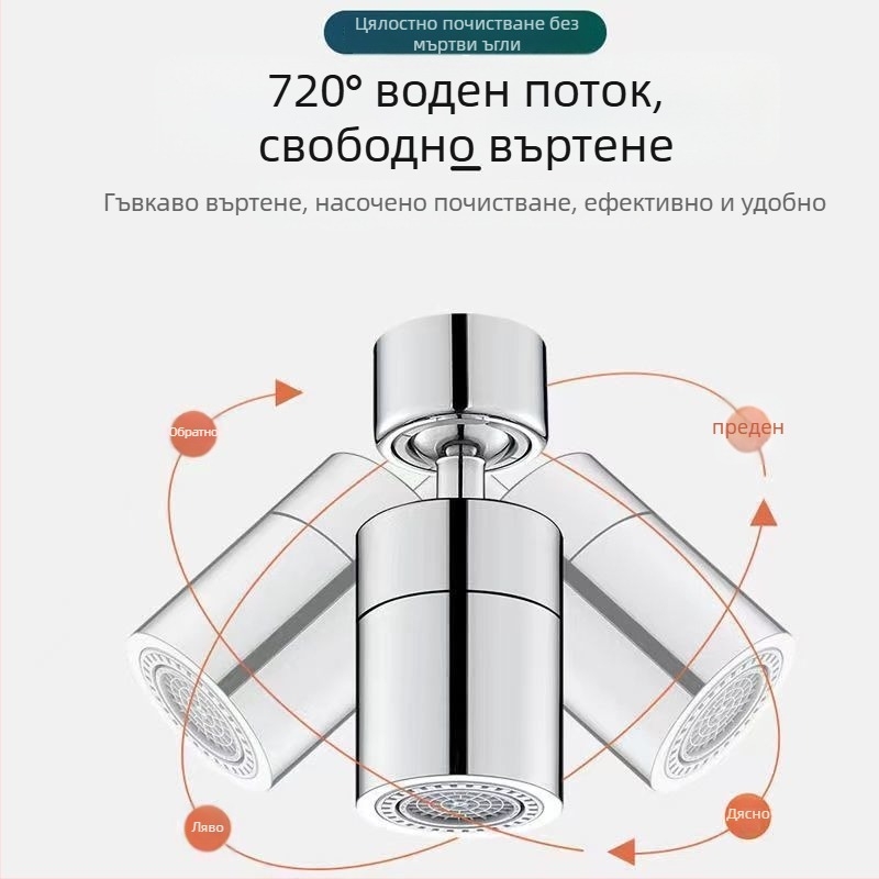 Кухненски смесител с изцяло меден дизайн, керамичен дисков вентил, въртяща се душ глава и универсален конектор