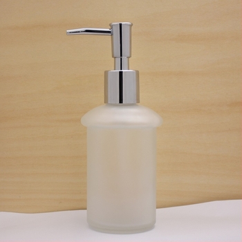 Стъклена бутилка с дозираща помпа, матова повърхност, модерен минималистичен стил