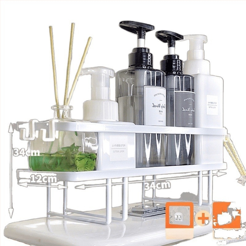 Железен ъглов рафт за баня, над тоалетната, двуетажен, стил прост и модерен