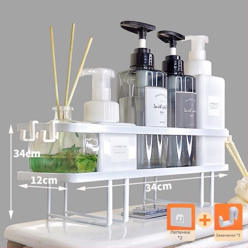 Железен ъглов рафт за баня, над тоалетната, двуетажен, стил прост и модерен