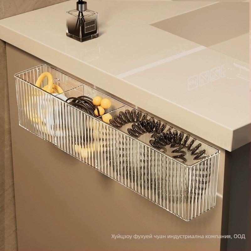 Стенно монтирана полица за баня, от пластмаса, вакуумно закрепване, за съхранение на грим и грижа за кожата, едно ниво