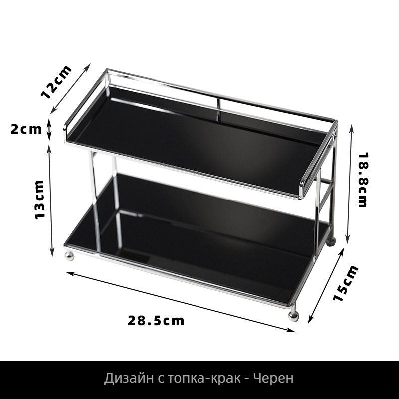 Двуслойна метална настолна система за съхранение - прост модерен дизайн за козметика, баня и кухня (2 слоя; настолно монтиране; мултифункционално; без пробиване)
