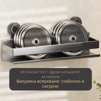 Двуетажен стенен банен рафт с вакуумна фиксация, без пробиване на дупки (Модел ZWJ-023; Материал: Желязо; Носимост: 10 кг; 2-етажен дизайн; Повърхност: спрей пластмаса)