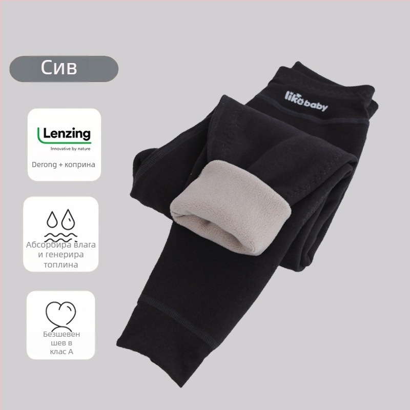 Детски топли клинове с поларена подплата, 90% полиестер, кашмироподобна текстура, висока талия, есенно-зимна основна дреха, защита на коленете