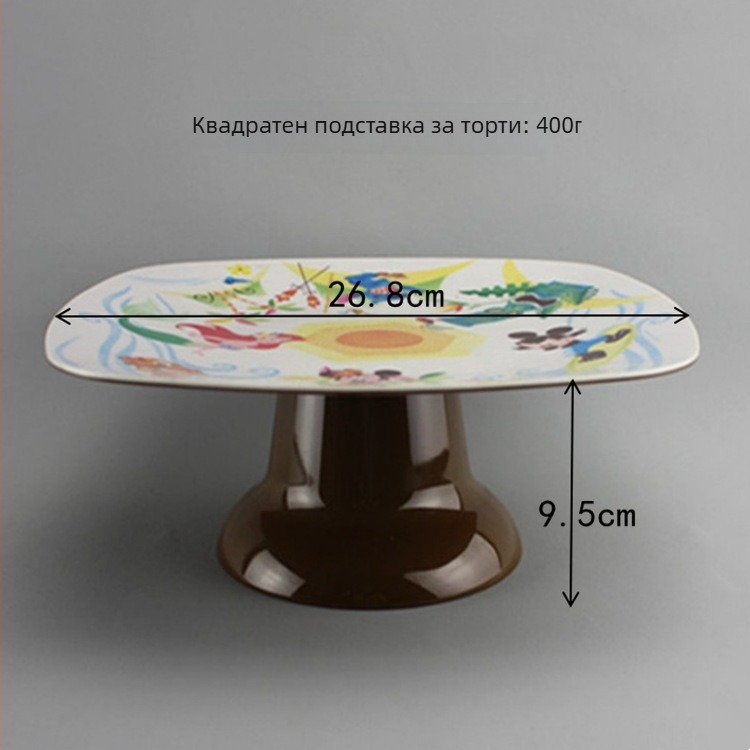 Меламинов диск за сервиране с неправилна форма, надглазурно покритие, печатано лого, възможност за персонализация