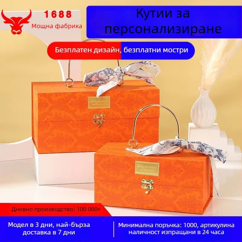 Подаръчна кутия във винтидж стил във виолетово от Yq — златно фолио, специална хартия, вид кутия: дисплейна, прозорна, капак небе и Земя