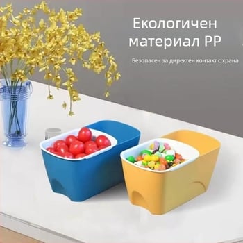 Пластмасова плодова чиния в нордически стил, двуетажна поставка за съхранение