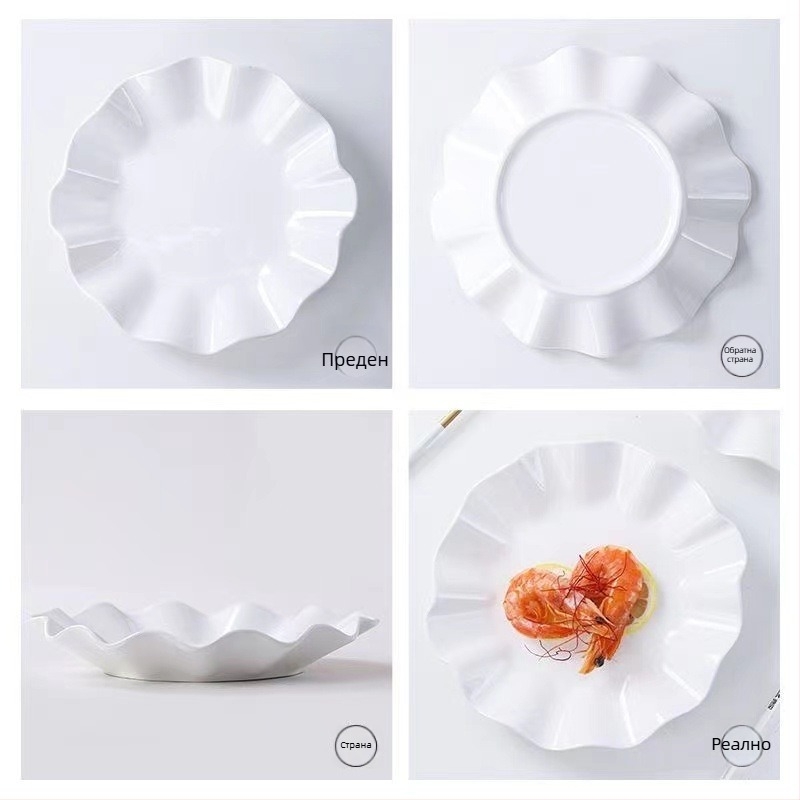 Керамична чиния с неправилна форма, подглазурено покритие, подходяща за микровълнова, модерен минималистичен стил