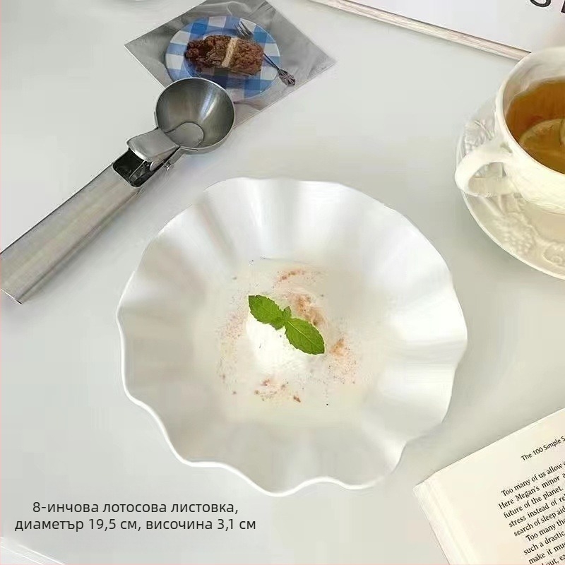 Керамична чиния с неправилна форма, подглазурено покритие, подходяща за микровълнова, модерен минималистичен стил