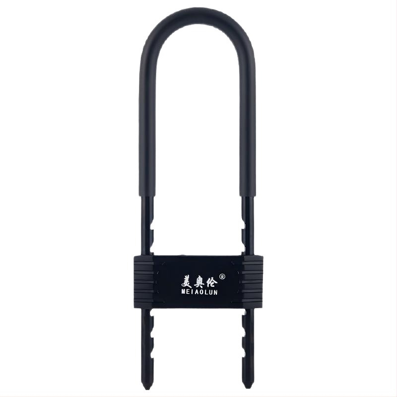 Механичен U-образен заключващ механизъм за магазинна врата с аларма, модел Bj08, дебелина на заключващия прът 13 мм, разстояние между пръчките 90 мм, материал: цинкова сплав и формова стомана.