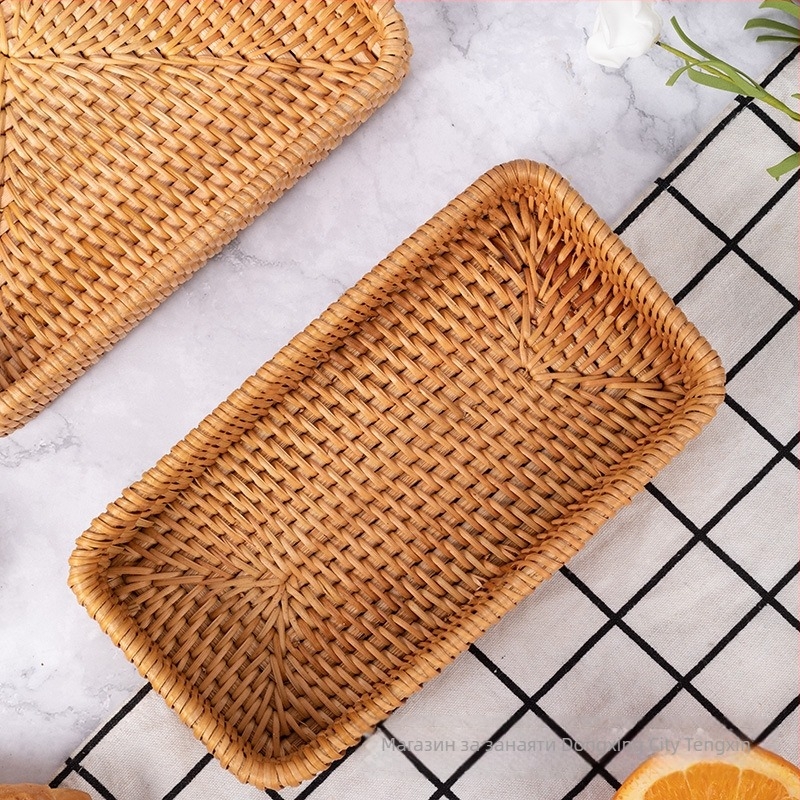 Съхранителна кошница - плетена от есенна лоза, ретро стил, за плодове, хляб и козметика на бюрото