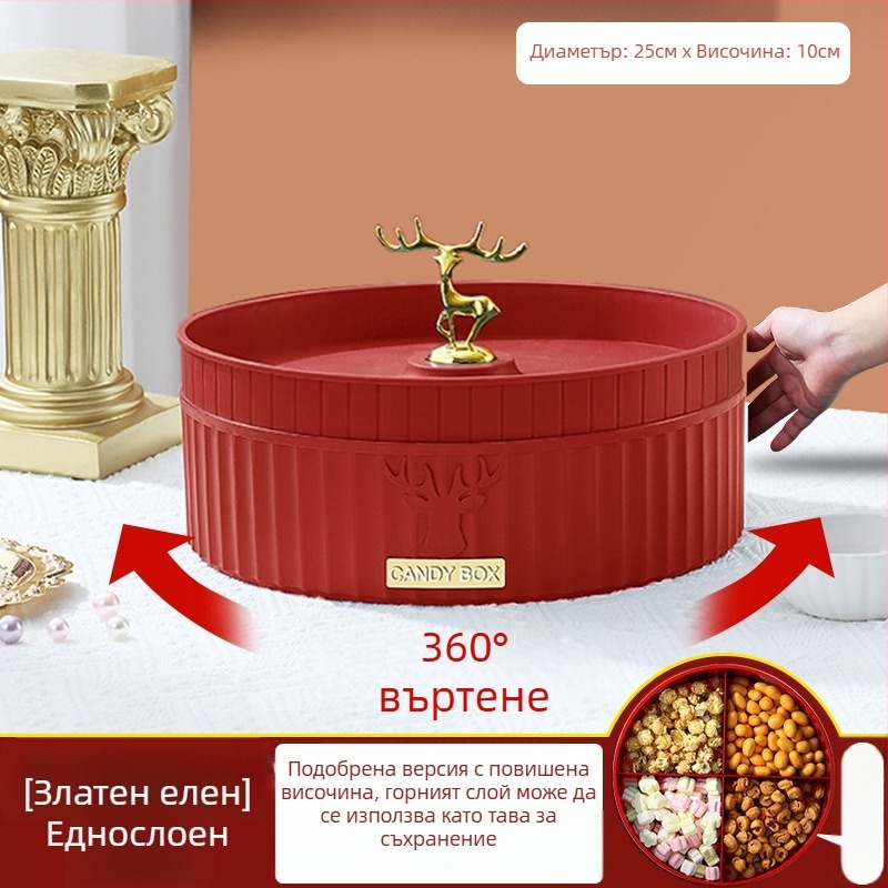 Пластмасова въртяща се чиния за плодове с капак и разделител, двуетажна или триетажна — Yimai House