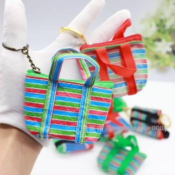 Монетник от полиестер с райета, унисекс дизайн, портмоне с едно сгъване, стил Литература и изкуство — национален стил