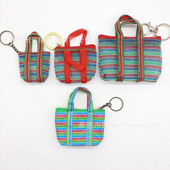 Монетник от полиестер с райета, унисекс дизайн, портмоне с едно сгъване, стил Литература и изкуство — национален стил