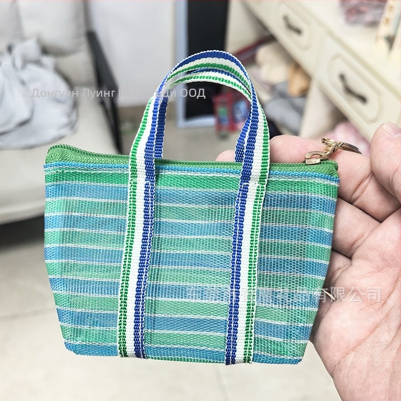 Монетник от полиестер с райета, унисекс дизайн, портмоне с едно сгъване, стил Литература и изкуство — национален стил