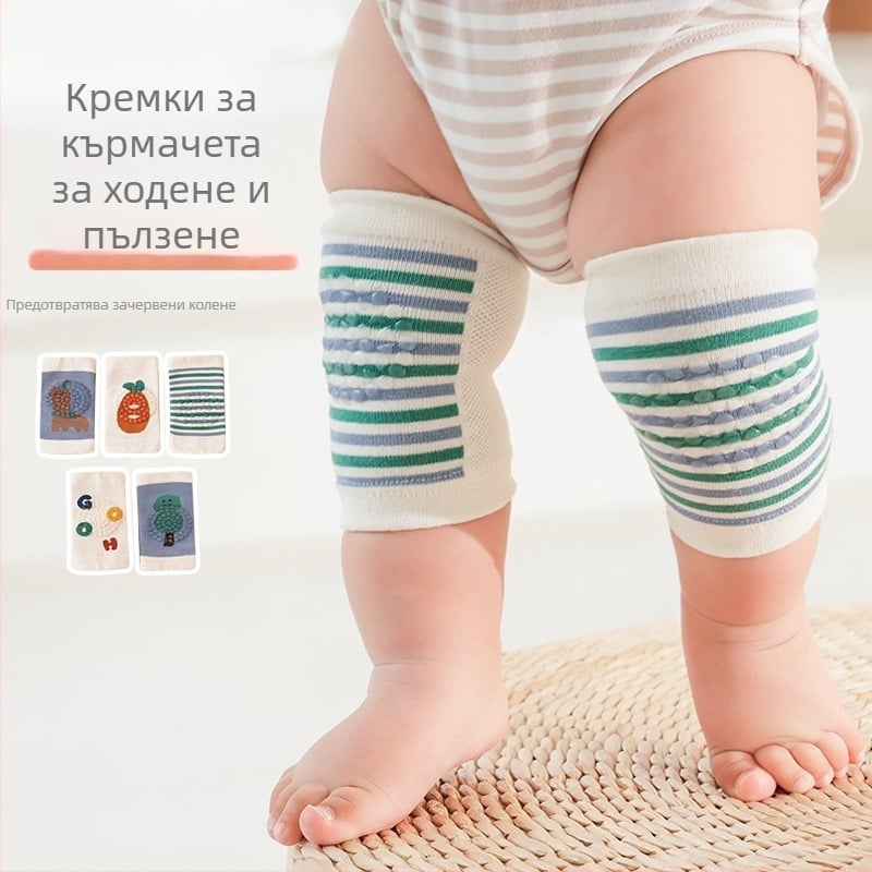 Детски протектори за колене за пълзене и учене на ходене, антихлъзгащи гел точки, еластични коленни протектори за деца, пролет 2025