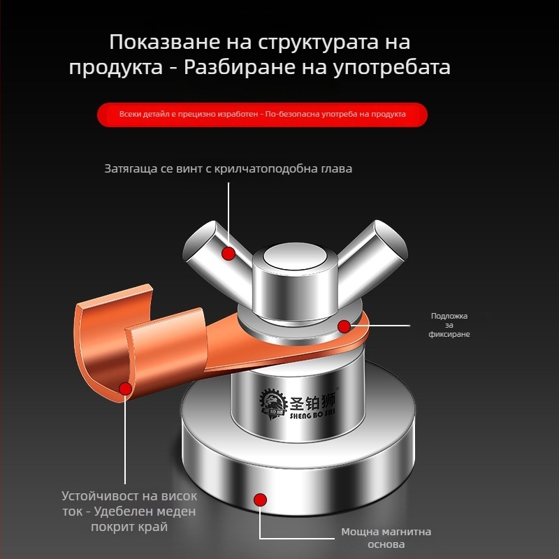 Електрожен със силно магнитно заземяване, магнитна заземителна щипка, фиксиращ инструмент за заваряване, ръчна заземяваща глава