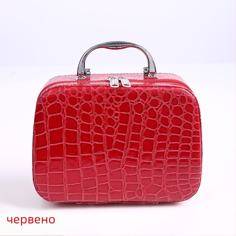 Козметичен несесер с огледало, PU материал, каменен мотив, закопчаване с цип, тегло 350 г