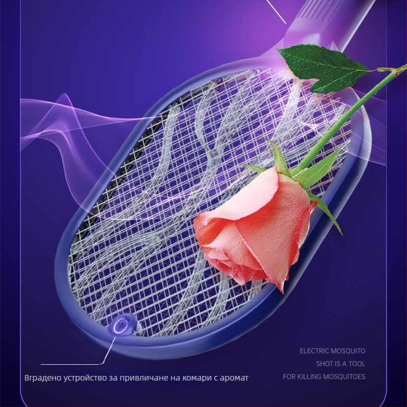 Две функции в едно: електрическа мухобойка и уловител за комари с лампа, USB презареждане, LED светлина, обхват 21–30 м², никел-цинкова железна мрежа