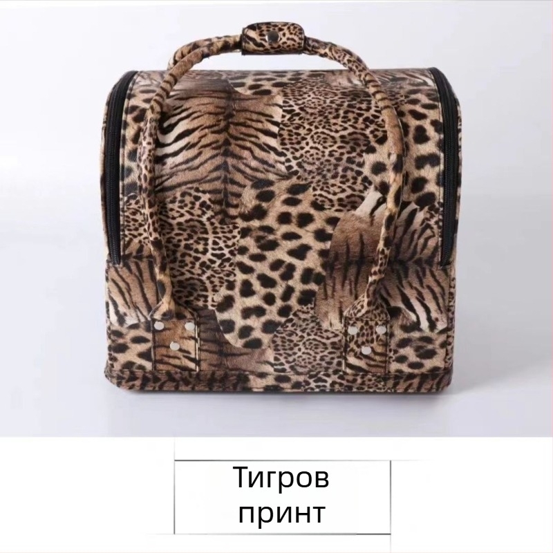 Корейски стил козметична чанта с голям капацитет, PU материал, многоетажна кутия за грим и маникюр с колела и цип за отваряне