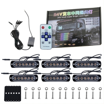 LED строб светлина за решетката на камиона, дистанционно управление, 12-24V, 6 LED, 500 lm, 0.5 W на LED, алуминиев сплав